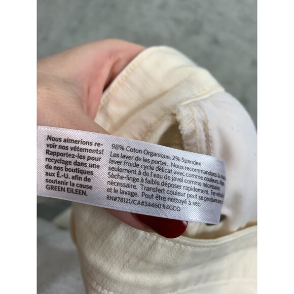 Eileen Fisher Jeans Women 16 XL 37x31 White Straight Leg Organic Cotton Stretch - Picture 4 of 8